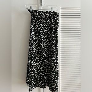 Renamed Midi Skirt Size Small Black with White Polka Dots
